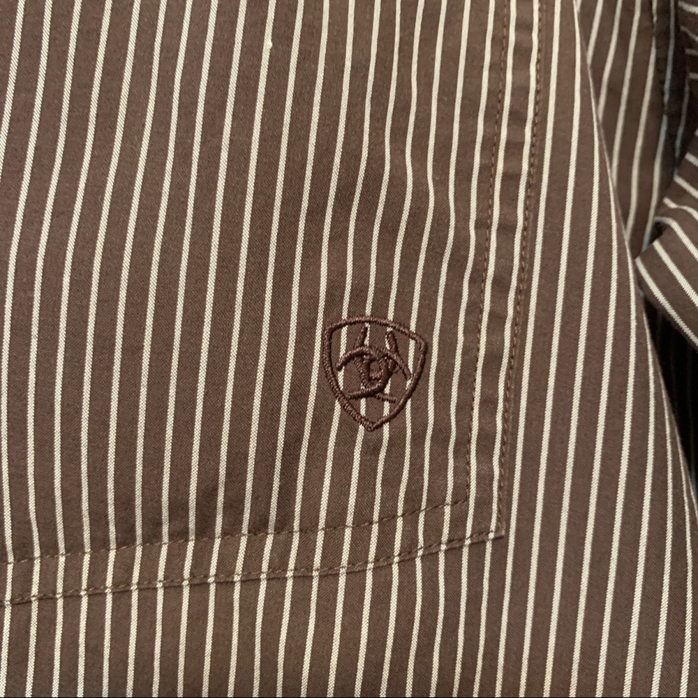 Ariat Pro Series Brown Striped Shirt Large - Picture 5 of 9